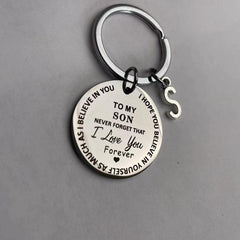 Stainless Steel Engraved Initials Keychain Gift For Son Daughter
