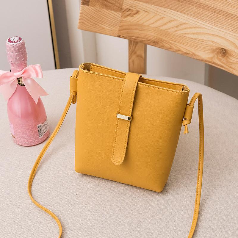 Vintage Faux Leather Bucket Bag Small Zipper Shoulder Bag Women's Casual Purse