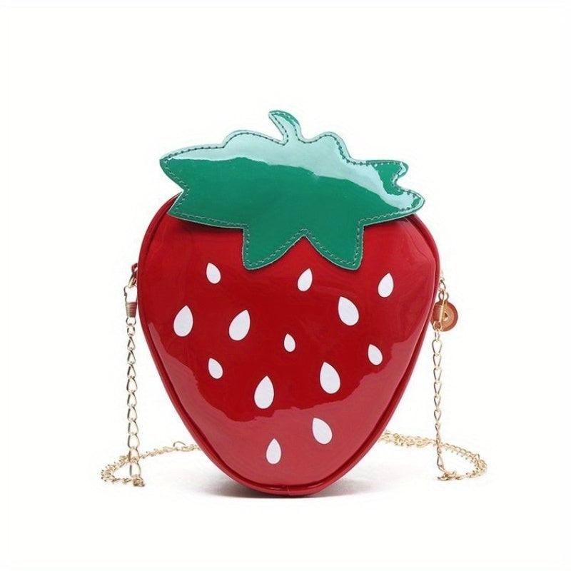Strawberry Shaped Chain Crossbody Bag Novelty Purse For Girls