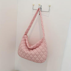 Argyle Pattern Shoulder Bag Quilted Crossbody Bag Large Capacity