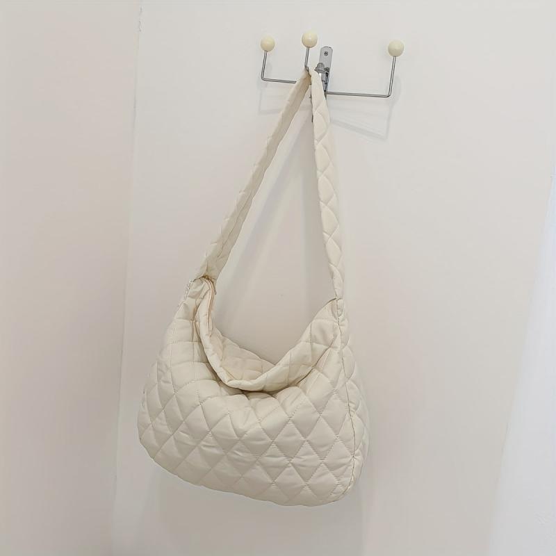 Argyle Pattern Shoulder Bag Quilted Crossbody Bag Large Capacity