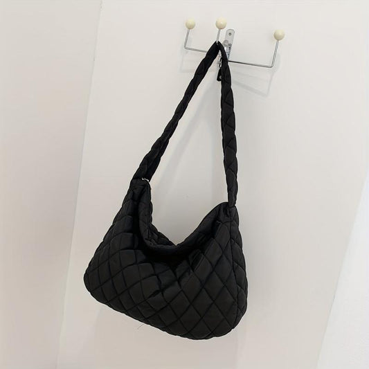 Argyle Pattern Shoulder Bag Quilted Crossbody Bag Large Capacity