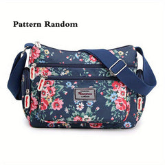 Large Capacity Zipper Bag Full Print Crossbody Bag Nylon Stylish Shoulder Bag