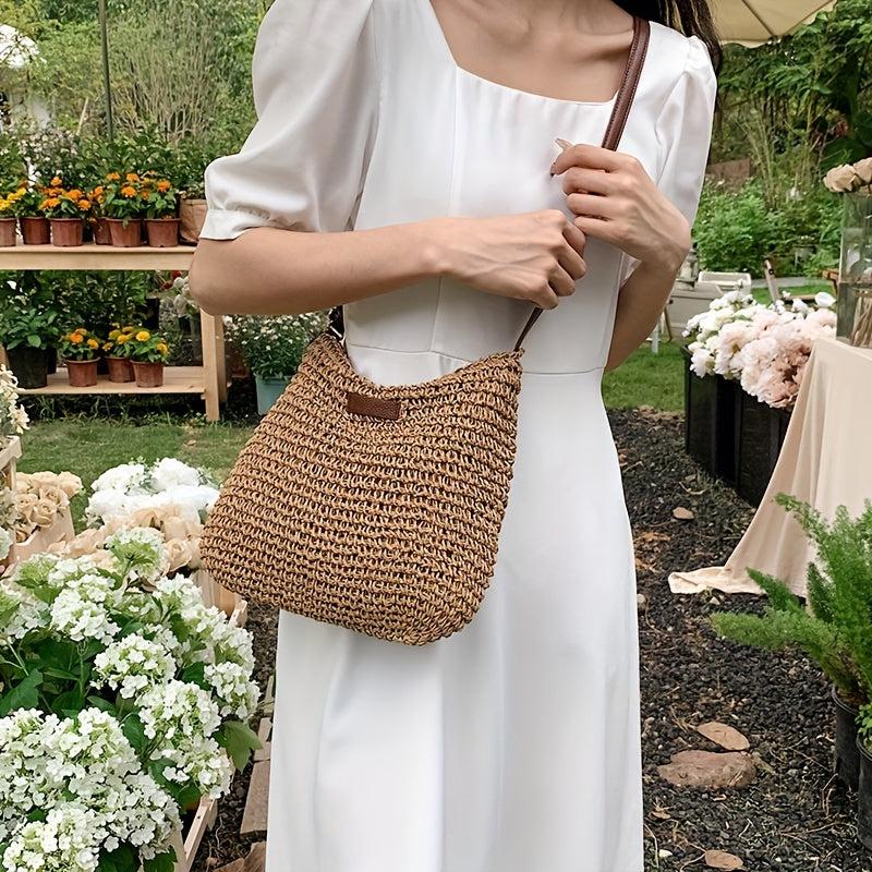 Straw Beach Crossbody Bag Casual Shoulder Bag Women's Summer Handbag Purse