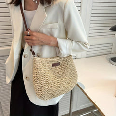 Straw Beach Crossbody Bag Casual Shoulder Bag Women's Summer Handbag Purse
