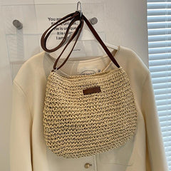 Straw Beach Crossbody Bag Casual Shoulder Bag Women's Summer Handbag Purse