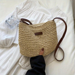 Straw Beach Crossbody Bag Casual Shoulder Bag Women's Summer Handbag Purse
