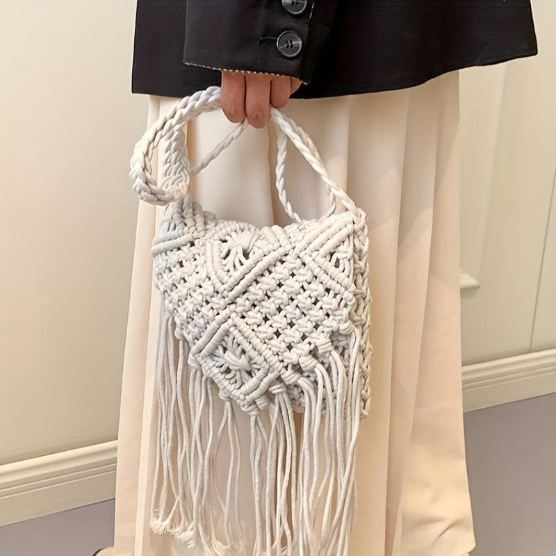 Argyle Crossbody Bag with Fringe Flap Purse
