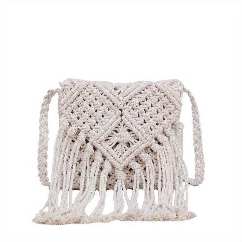Argyle Crossbody Bag with Fringe Flap Purse