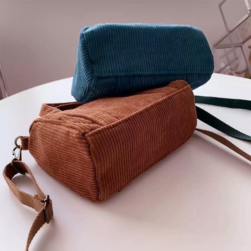 Corduroy Crossbody Bag Mini Handbag Casual Travel Shoulder Bag