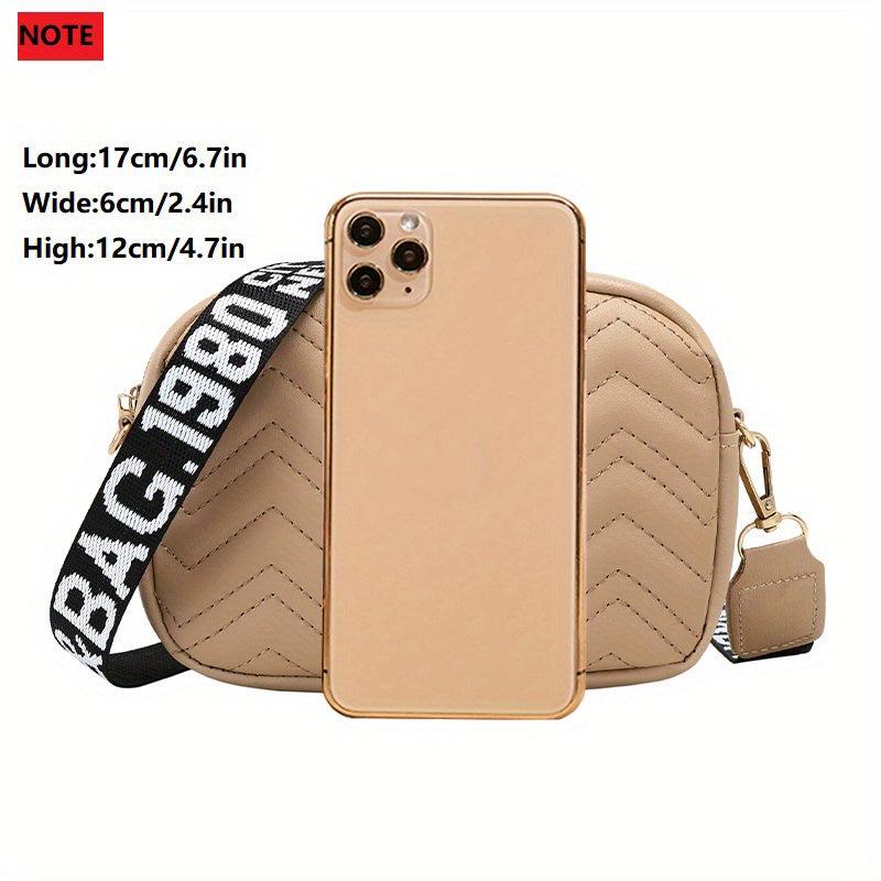 Chevron Quilted Crossbody Bag Women's Small Square Purse Zipper Shoulder Bag