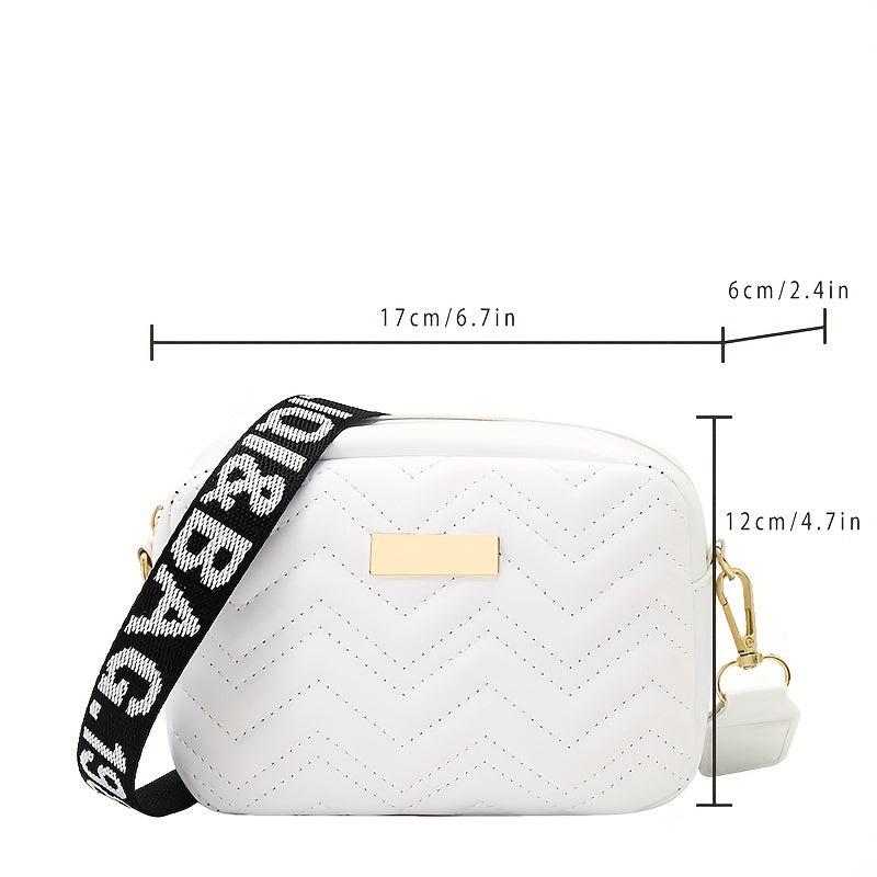 Chevron Quilted Crossbody Bag Women's Small Square Purse Zipper Shoulder Bag