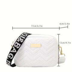 Chevron Quilted Crossbody Bag Women's Small Square Purse Zipper Shoulder Bag