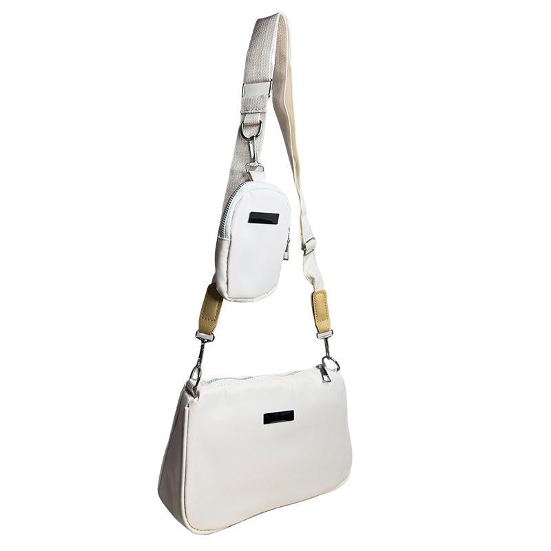 Metal Decor Crossbody Bag With Coin Purse Solid Shoulder Bag