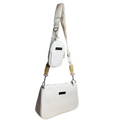 Metal Decor Crossbody Bag With Coin Purse Solid Shoulder Bag