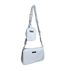 Metal Decor Crossbody Bag With Coin Purse Solid Shoulder Bag