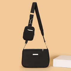 Metal Decor Crossbody Bag With Coin Purse Solid Shoulder Bag