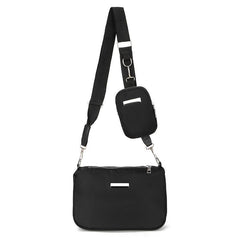 Metal Decor Crossbody Bag With Coin Purse Solid Shoulder Bag