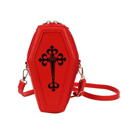 Gothic Crossbody Bag Coffin Shape Y2K Style Halloween Shoulder Purse