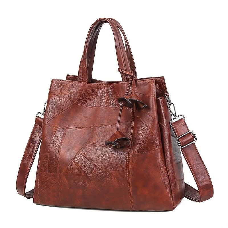Vintage Large Tote Bag PU Leather Shoulder Crossbody Handbag