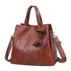 Vintage Large Tote Bag PU Leather Shoulder Crossbody Handbag