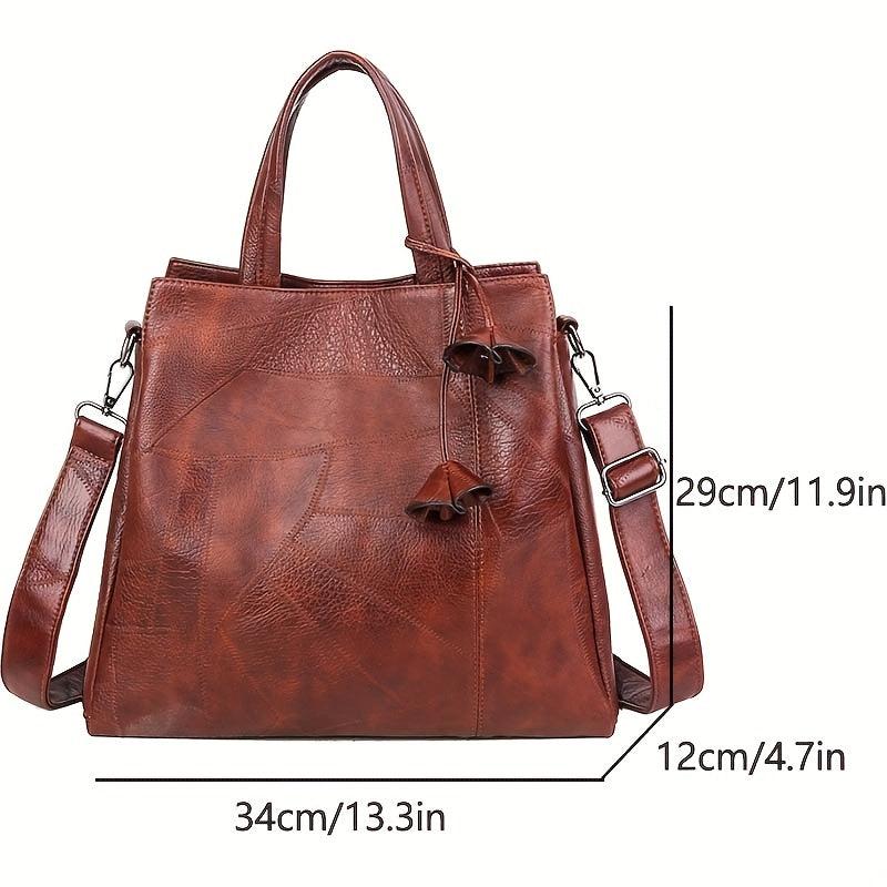 Vintage Large Tote Bag PU Leather Shoulder Crossbody Handbag