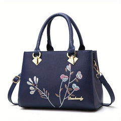 Flower Embroidery Crossbody Bag Top Handle Satchel Purse