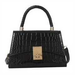 Crocodile Embossed Crossbody Bag Top Handle Flap Purse Women