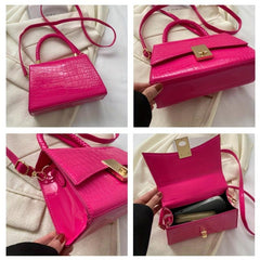 Crocodile Embossed Crossbody Bag Top Handle Flap Purse Women