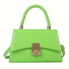 Crocodile Embossed Crossbody Bag Top Handle Flap Purse Women