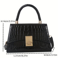 Crocodile Embossed Crossbody Bag Top Handle Flap Purse Women