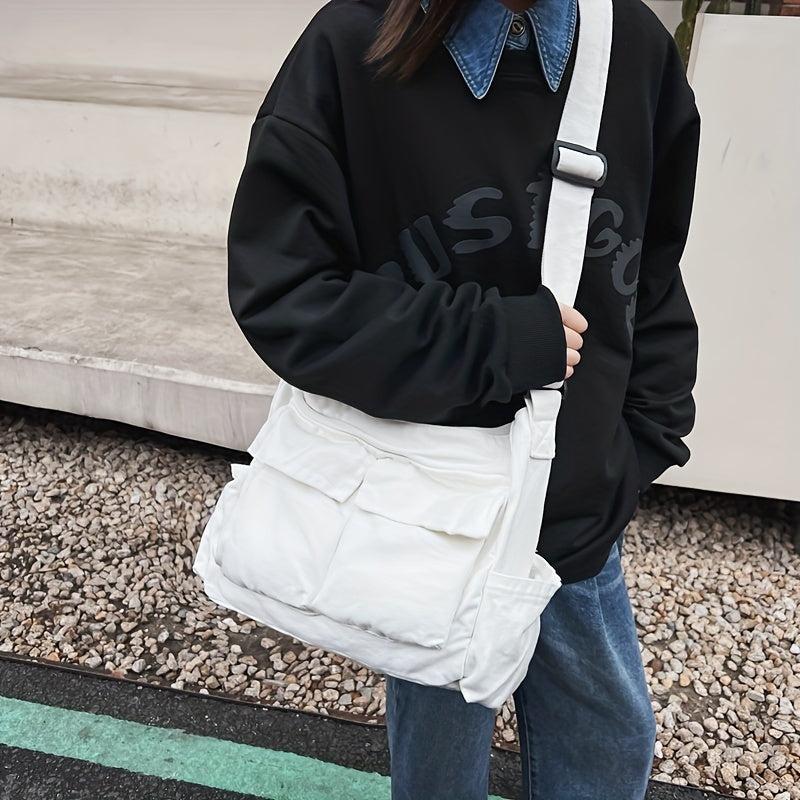 Canvas Crossbody Bag Retro Messenger Large Capacity Travel Shoulder Bag