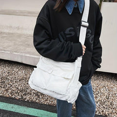 Canvas Crossbody Bag Retro Messenger Large Capacity Travel Shoulder Bag