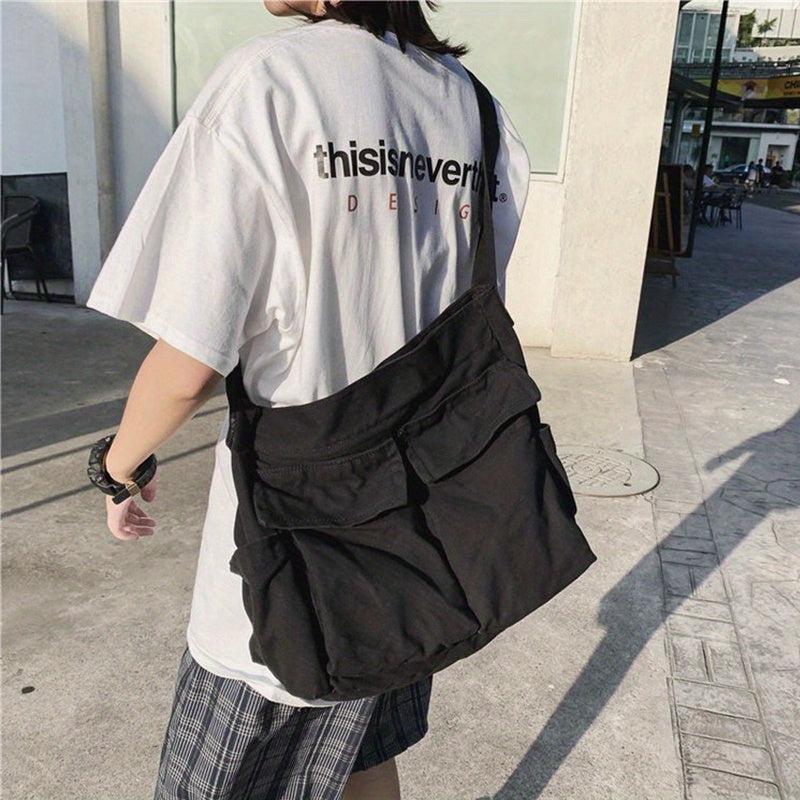 Canvas Crossbody Bag Retro Messenger Large Capacity Travel Shoulder Bag