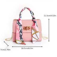 Mini Scarf Decor Crossbody Bag Top Handle Satchel