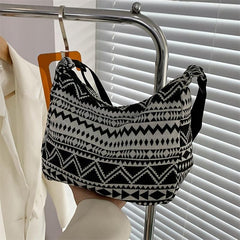 Geometric Pattern Canvas Shoulder Bag for Work