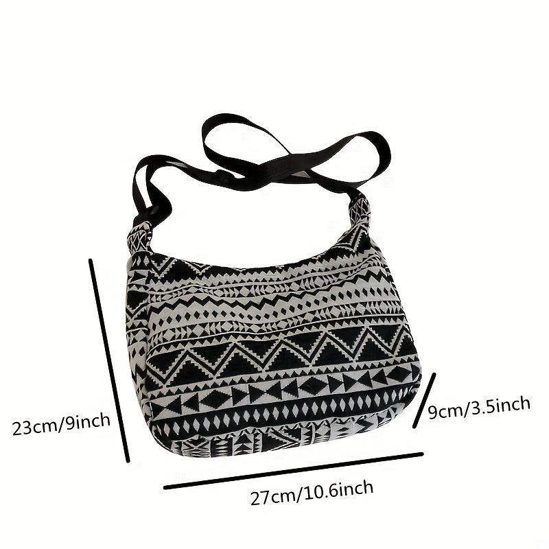 Geometric Pattern Canvas Shoulder Bag for Work