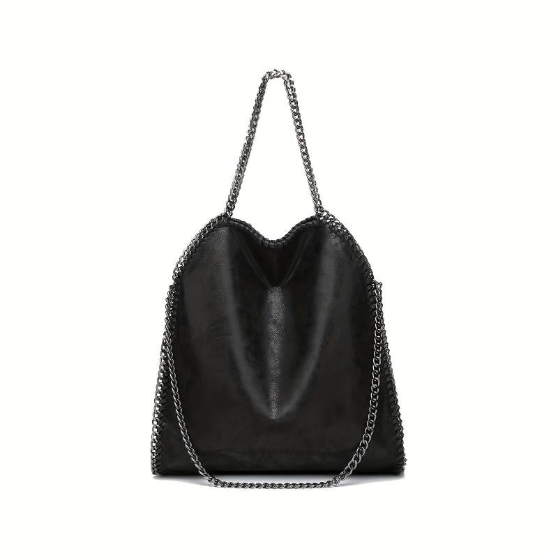 Soft Leather Top Handle Casual Pocket Ladies Tote Chain Shoulder Bag