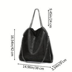 Soft Leather Top Handle Casual Pocket Ladies Tote Chain Shoulder Bag