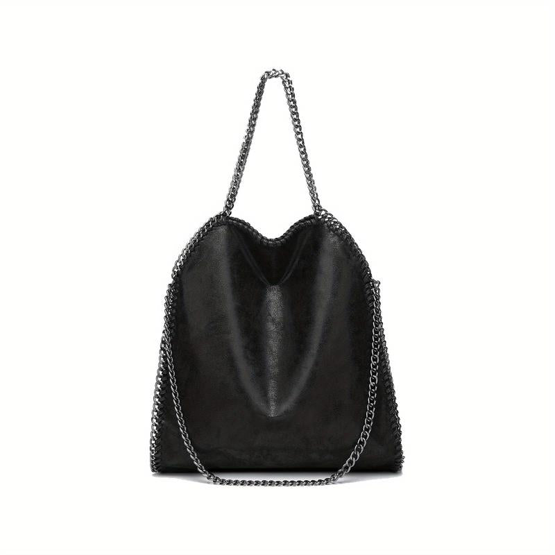 Soft Leather Top Handle Casual Pocket Ladies Tote Chain Shoulder Bag