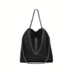 Soft Leather Top Handle Casual Pocket Ladies Tote Chain Shoulder Bag