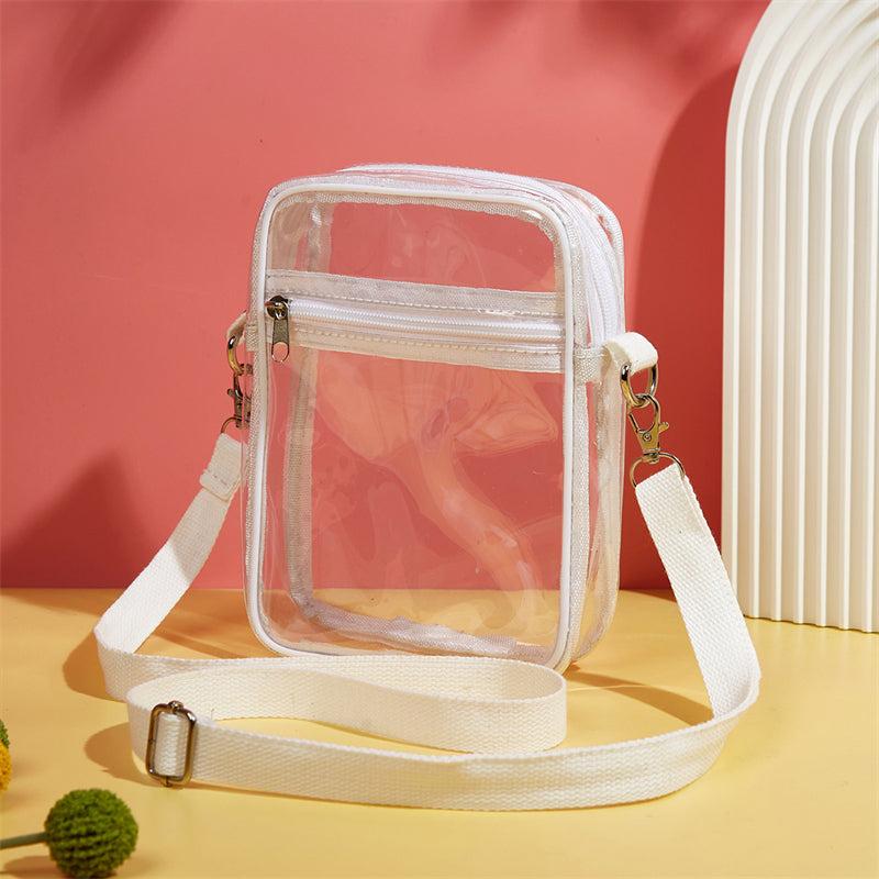 Clear Crossbody Bag PVC Square Phone Purse Zipper Beach Shoulder Bag 9 Inch
