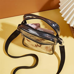 Clear Crossbody Bag PVC Square Phone Purse Zipper Beach Shoulder Bag 9 Inch