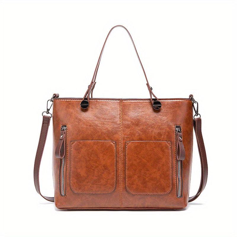 Large Capacity PU Leather Tote Bag Shoulder Bag