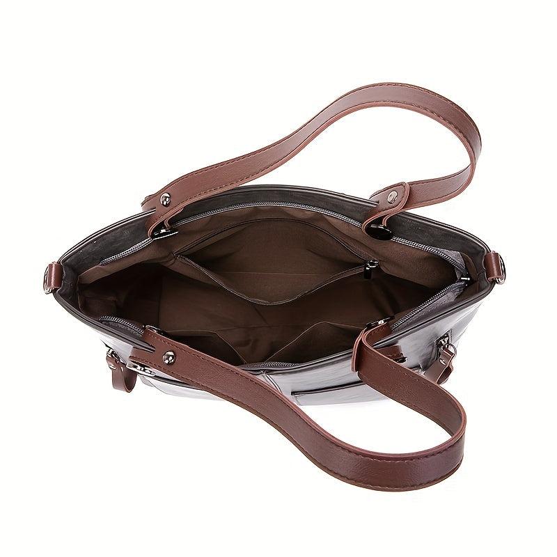 Large Capacity PU Leather Tote Bag Shoulder Bag