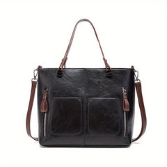 Large Capacity PU Leather Tote Bag Shoulder Bag