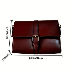 Vintage Square Crossbody Bag PU Leather Textured Flap Bag Purse