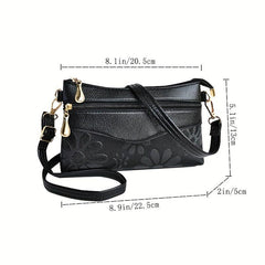 Flower Embossed Crossbody Bag for Women