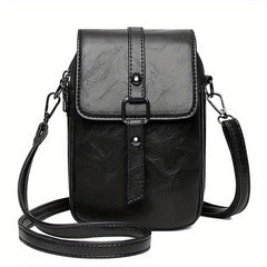 PU Leather Detachable Strap Shoulder Bag Flap Zipper Crossbody Bag