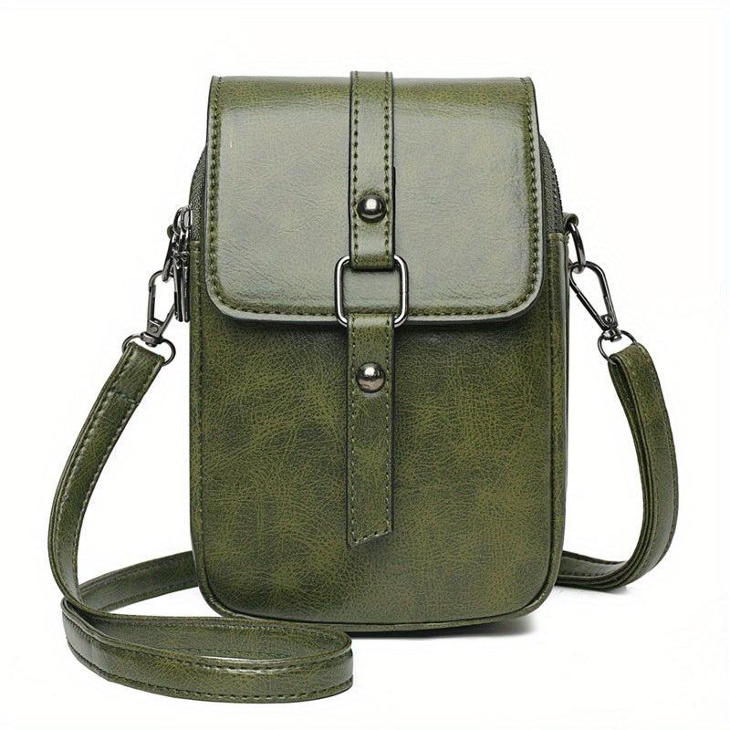 PU Leather Detachable Strap Shoulder Bag Flap Zipper Crossbody Bag